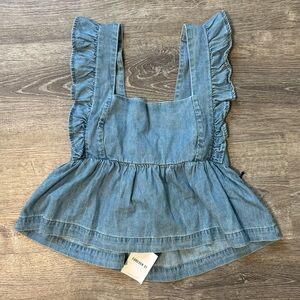 NWT Forever 21 Denim Crop Top Ruffle Tie Small